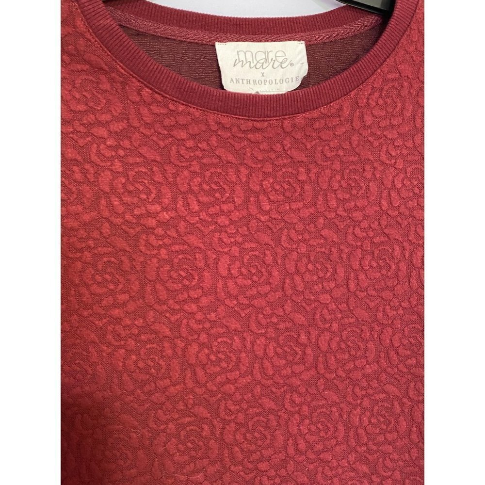 Mare Mare x Anthropologie Odila Burgundy Tunic Dress Puff Sleeves Women's Medium - Picture 4 of 12